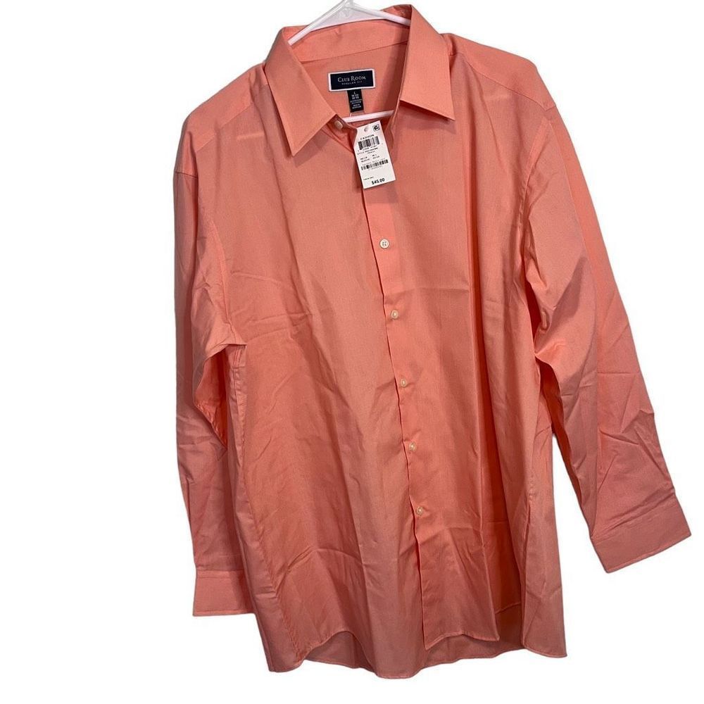 NWT Club Room Men’s Large Coral Long Sleeve Button Down Dress Shirt.